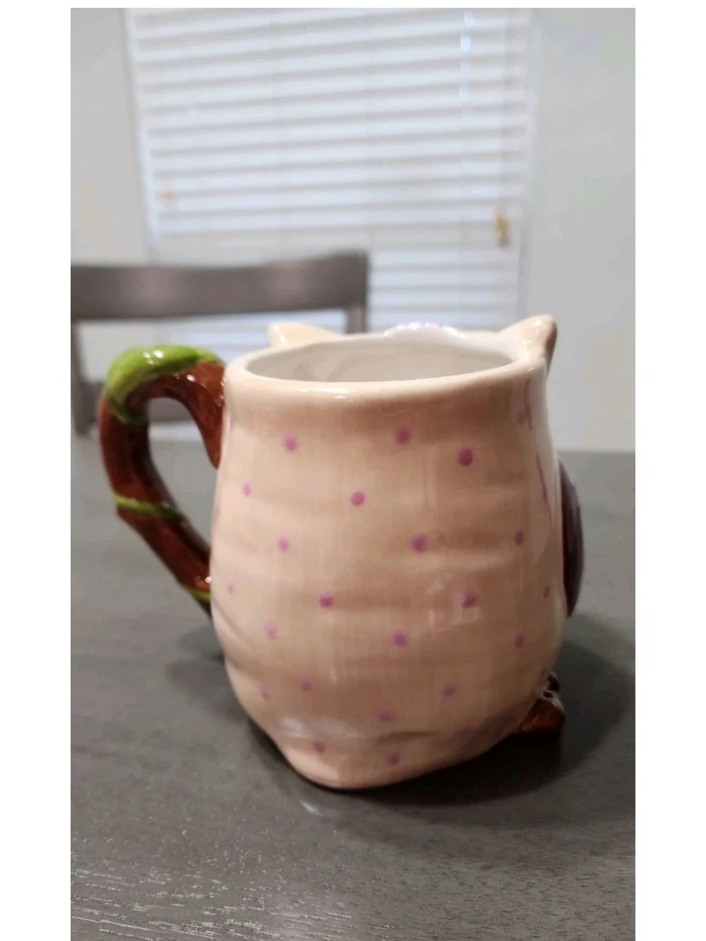 Pier 1 Colorful Owl Ceramic Mug in Green, Brown and Cream